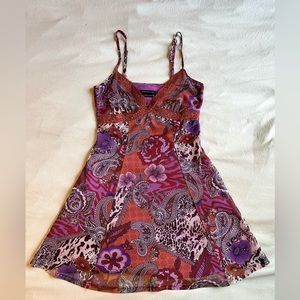 Urban Outfitters Purple and Pink Paisley Mini Dress